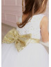 Gold Star Moon Tulle V Back Flower Girl Dress